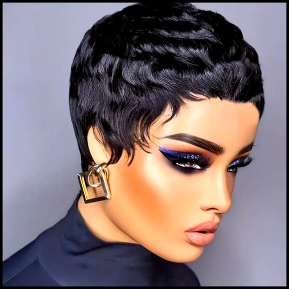 Short Bob Wig Human Hair Pixie Cut Glueless Lace Front Machine Made main image 6